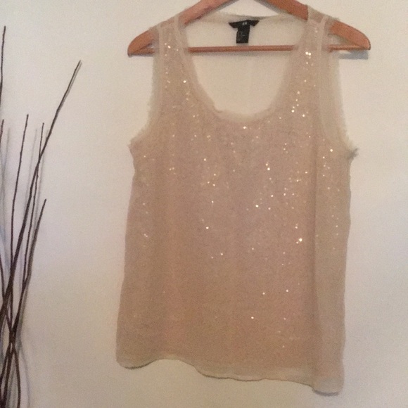 H&M Ivory Sequin Top - Picture 1 of 3